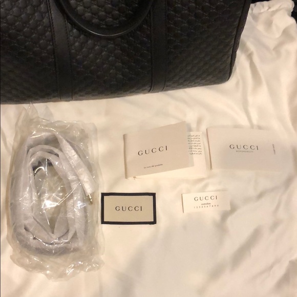 New Gucci Black GG Guccissima Leather Boston Bag - Picture 7 of 8